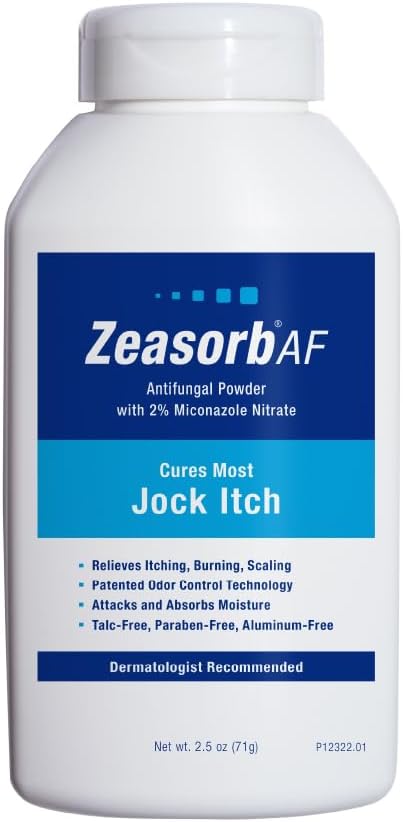 Zeasorb Super Absorbent Antifungal Powder for Jock Itch – Dermatologist Recommended, Moisture Control with Bentonite Clay & Aloe, 2.5 oz